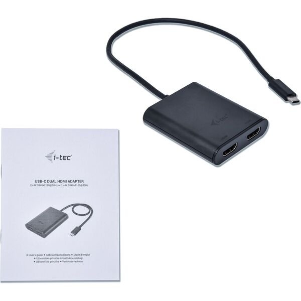 Stacja/replikator I-TEC USB-C - HDMI x2 Czarny  (C31DUAL4KHDMI)