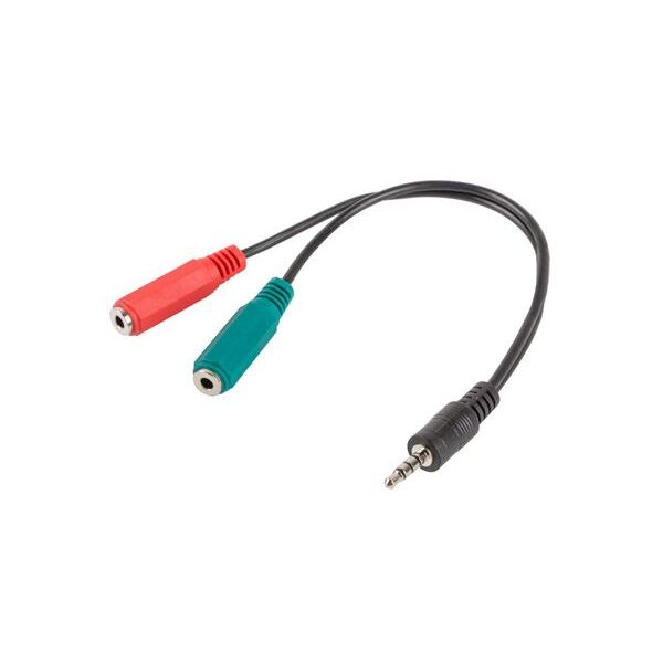 Kabel Lanberg Jack 3.5mm - Jack 3.5mm x2 0.2m czarny (AD-0023-BK)