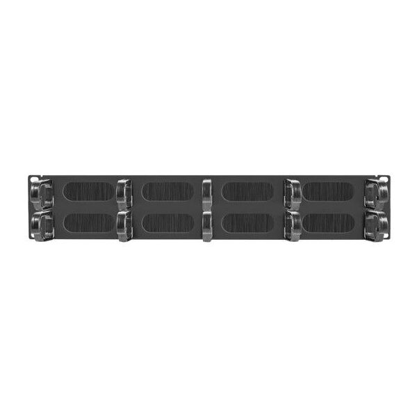 Lanberg Organizer kabli 19'' 2U Panel szczotkowany Typ B Czarny (AK-1204-B)