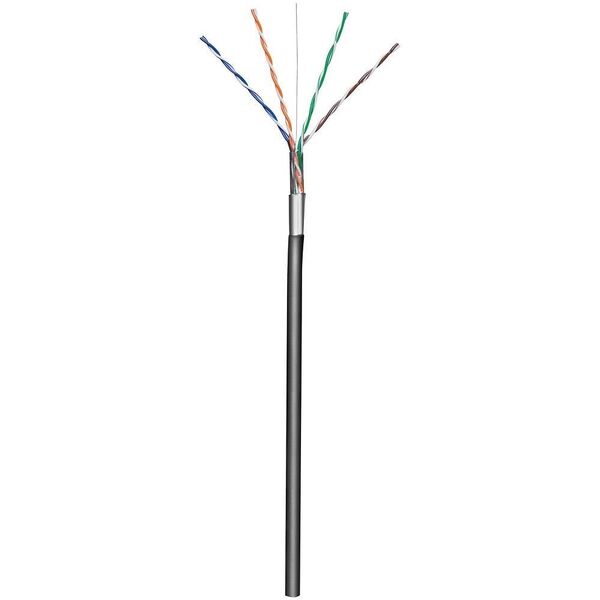 Techly Kabel instalacyjny zewnętrzny F/UTP, Cat5e, drut, 305m, czarny (029167)