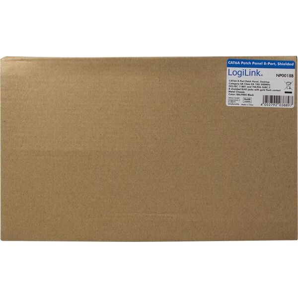 LogiLink Patchpanel kat. 6A STP, 8-portowy, czarny (NP0018B)