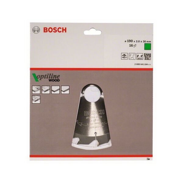 Bosch Tarcza pilarska Optiline Wood 190 x 30mm 16z (2.608.641.184)