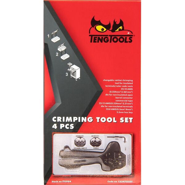 Teng Tools 4-elementowy zestaw narzędzia do zaciskania końcówek TTCP04 - 122470107