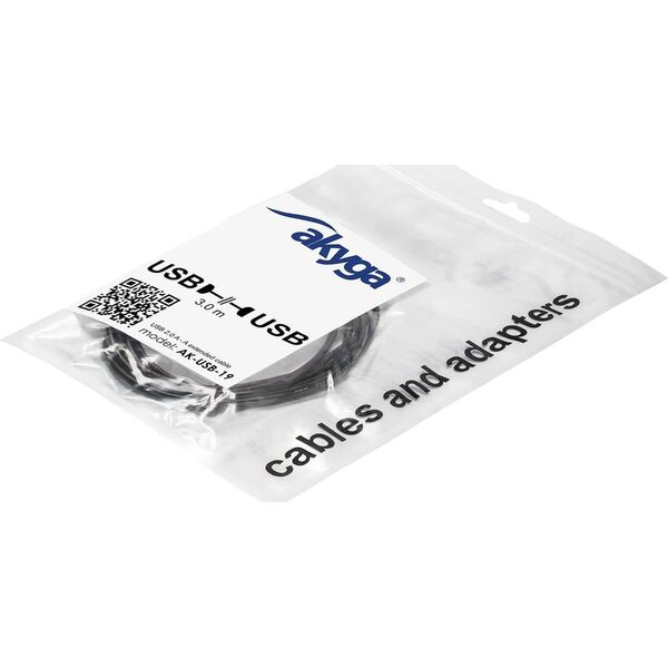 Kabel USB Akyga USB-A - USB-A 3 m Czarny (AK-USB-19)