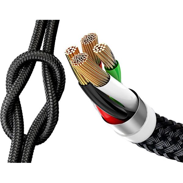 Kabel USB Baseus USB-A - USB-C + microUSB + Lightning 1.2 m Czarny (31567-uniw)
