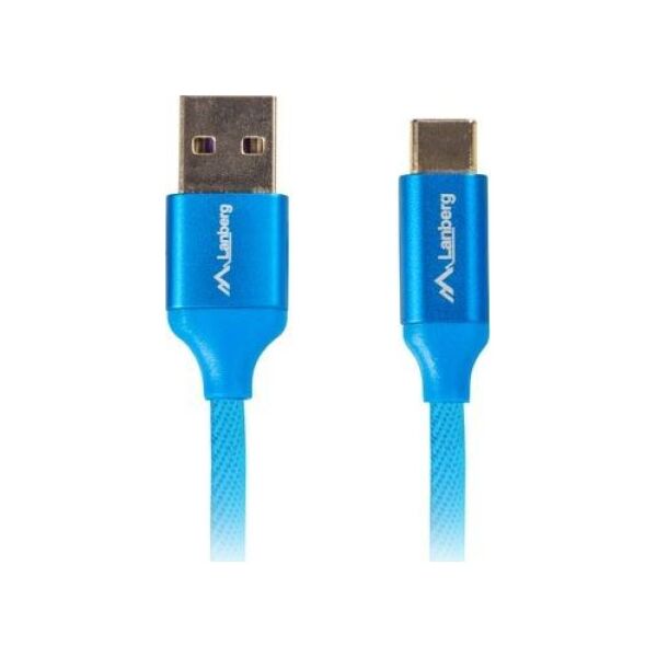 Kabel USB Lanberg USB-A - USB-C 0.5 m Niebieski (CA-USBO-22CU-0005-BL)