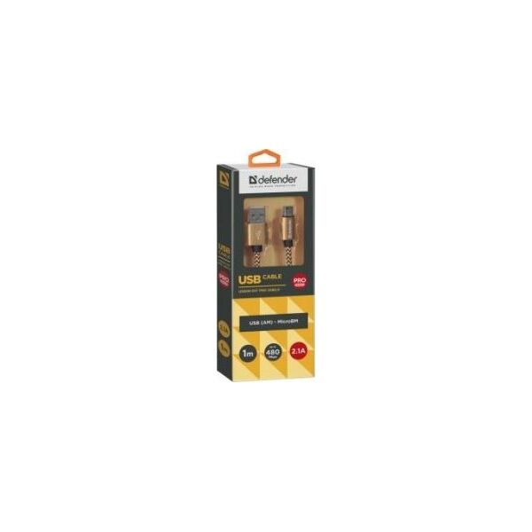 Kabel USB Defender USB-A - microUSB 1 m Złoty (87800)