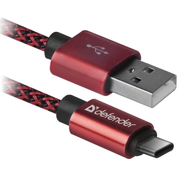 Kabel USB Defender USB-A - USB-C 1 m Czerwony (87813)