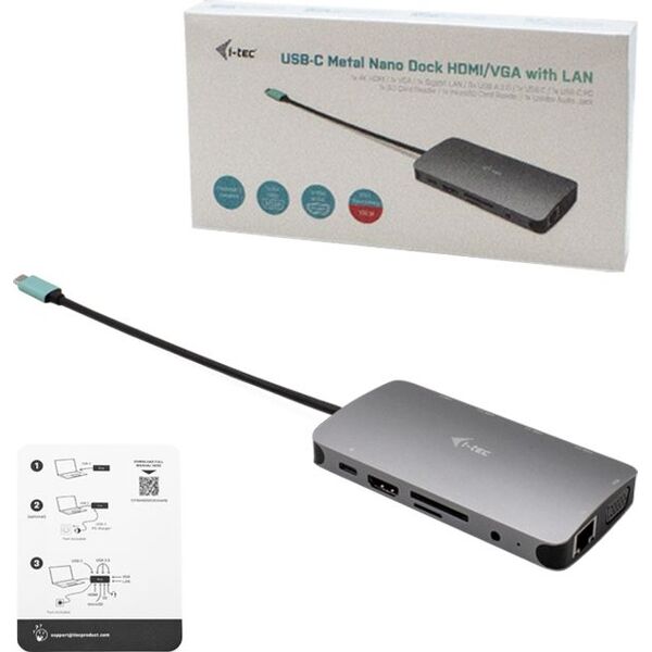 Stacja/replikator I-TEC Metal Nano Dock USB-C (C31NANODOCKVGAPD)