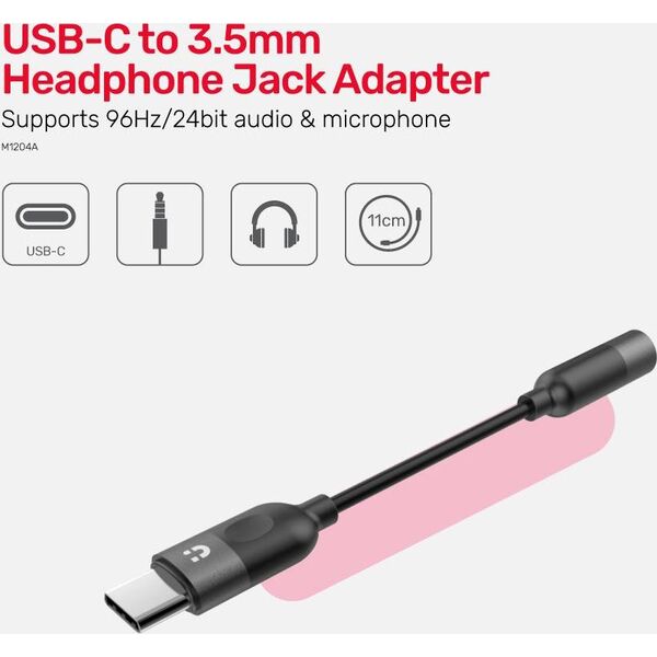 Adapter USB Unitek USB-C - Jack 3.5mm Czarny  (M1204A)