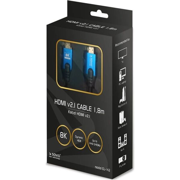 Kabel Savio HDMI - HDMI 1.8m czarny (SAVIO CL-142)