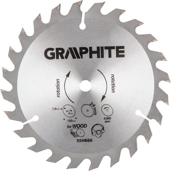 Graphite Tarcza do pilarki (Circular saw blades with HM tips 150x10mm, 1.6 mm , 24 teeth, Energy+)
