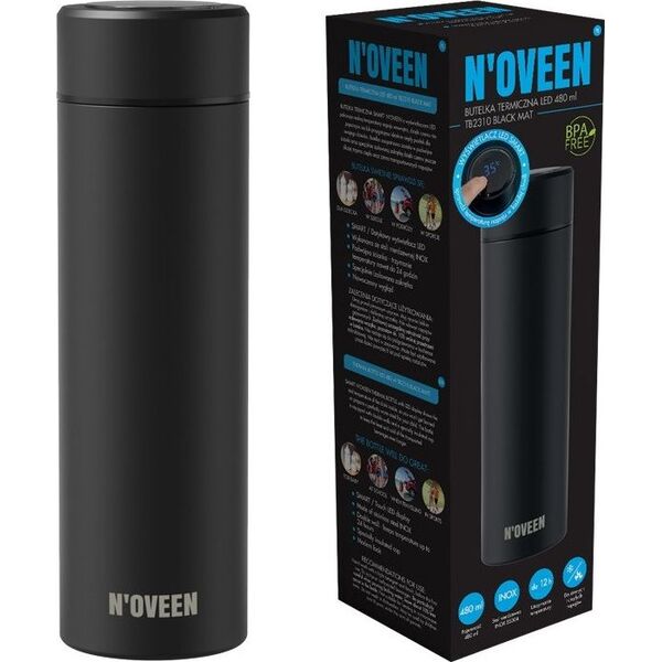Noveen Butelka termiczna NOVEEN LED 480 ml TB2310 Black Mat