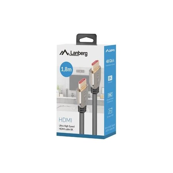 Kabel Lanberg HDMI - HDMI 1.8m srebrny (CA-HDMI-30CU-0018-BK)