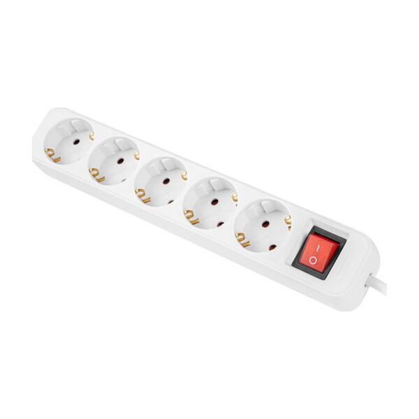 Listwa zasilająca Lanberg PS1-05F 5 gniazd 1.5 m biała (PS1-05F-0150-W)