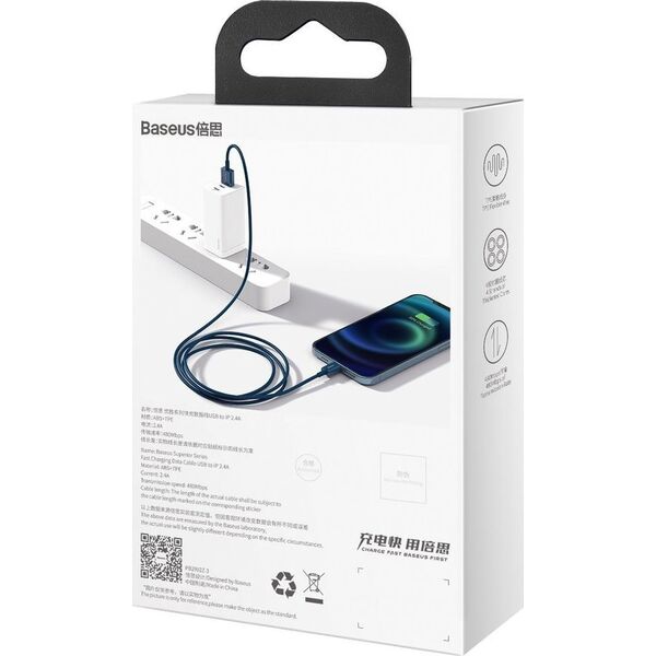 Kabel USB Baseus USB-A - Lightning 1 m Niebieski (CALYS-A03)