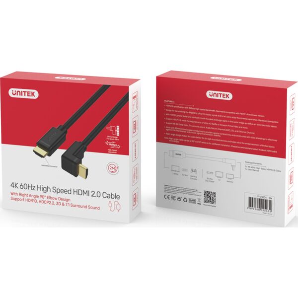 Kabel Unitek HDMI - HDMI 2m czarny (Y-C1001)