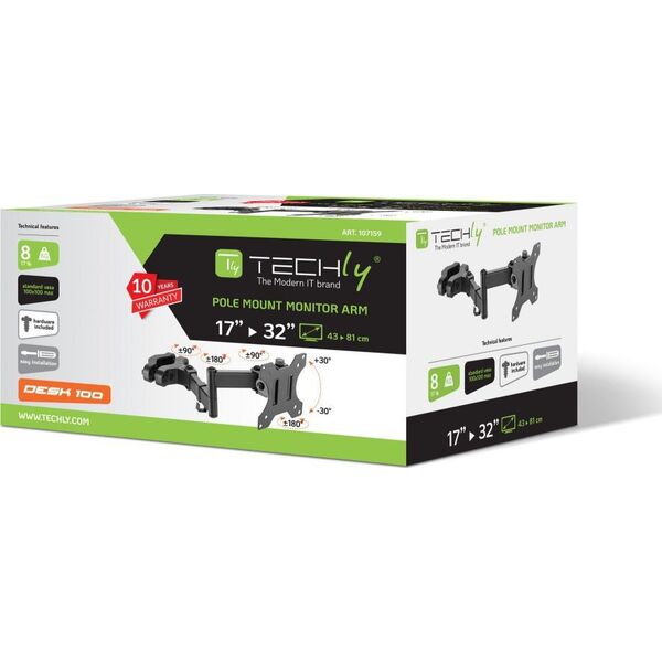 Techly Ramię na słup do monitora 17" - 32" (ICA-LCD 110BK)