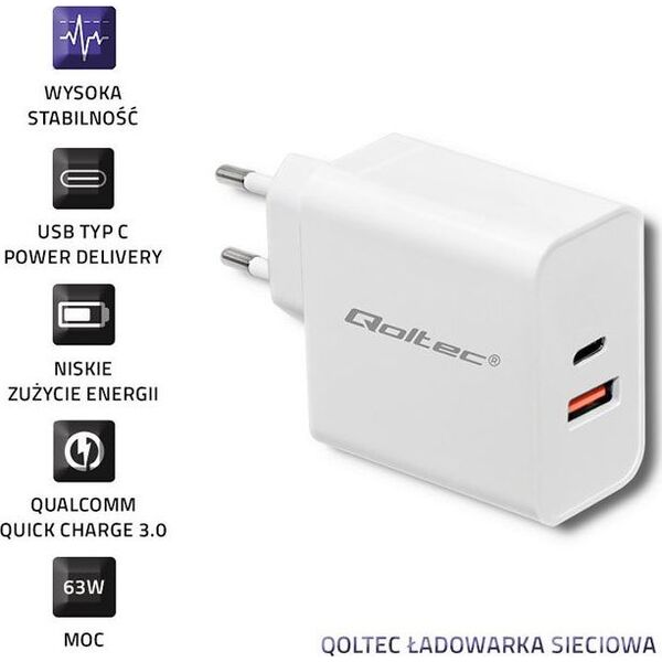 Ładowarka Qoltec 1x USB-A 1x USB-C 3 A (51715)