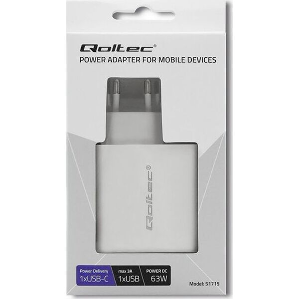 Ładowarka Qoltec 1x USB-A 1x USB-C 3 A (51715)