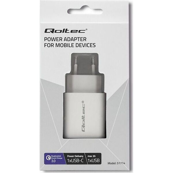 Ładowarka Qoltec 1x USB-A 1x USB-C 3 A (51714)