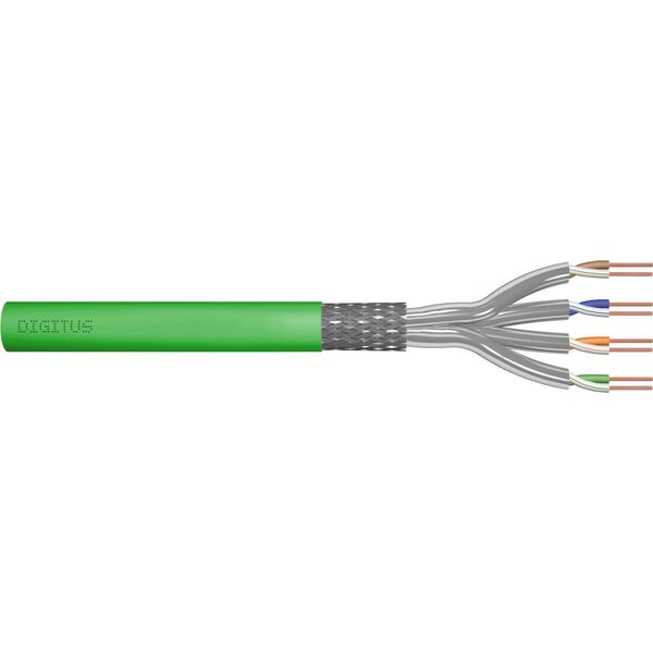 Digitus Kabel teleinformatyczny instalacyjny DIGITUS kat.8.2, S/FTP, Dca, AWG 22/1, LSOH, 50m, zielony, ofoliowany