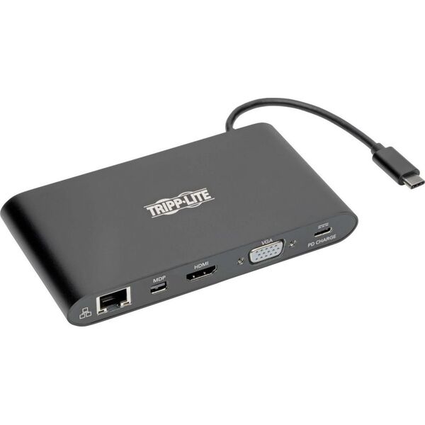 Stacja/replikator Tripp Lite Tripp Lite USB-C Dock, Dual Display - 4K HDMI/mDP, VGA, USB 3.2 Gen 1, USB-A/C Hub, GbE, Memory Card, 100W PD Charging