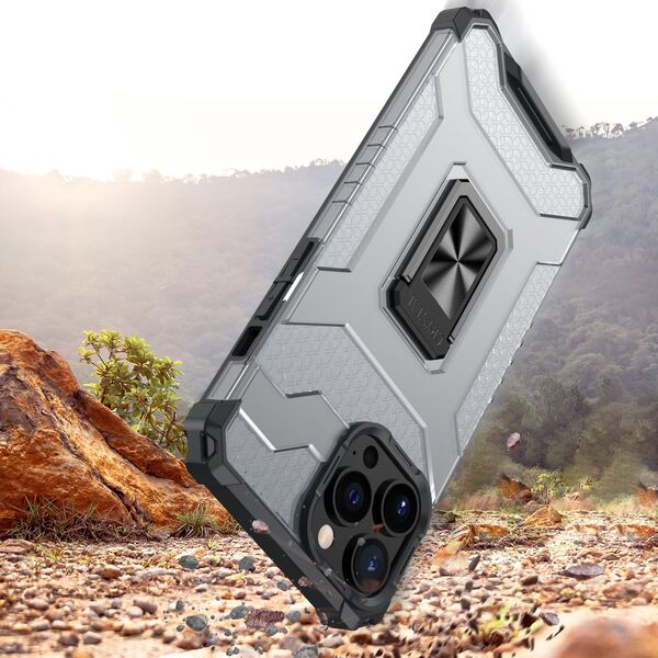 Hurtel Crystal Ring Case pancerne hybrydowe etui pokrowiec + magnetyczny uchwyt iPhone 12 Pro czerwony