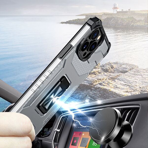 Hurtel Crystal Ring Case pancerne hybrydowe etui pokrowiec + magnetyczny uchwyt iPhone 12 Pro czerwony
