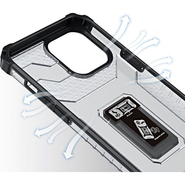 Hurtel Crystal Ring Case pancerne hybrydowe etui pokrowiec + magnetyczny uchwyt iPhone 12 Pro czerwony