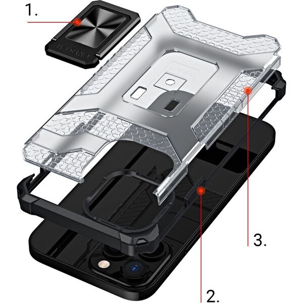 Hurtel Crystal Ring Case pancerne hybrydowe etui pokrowiec + magnetyczny uchwyt iPhone 12 Pro czerwony