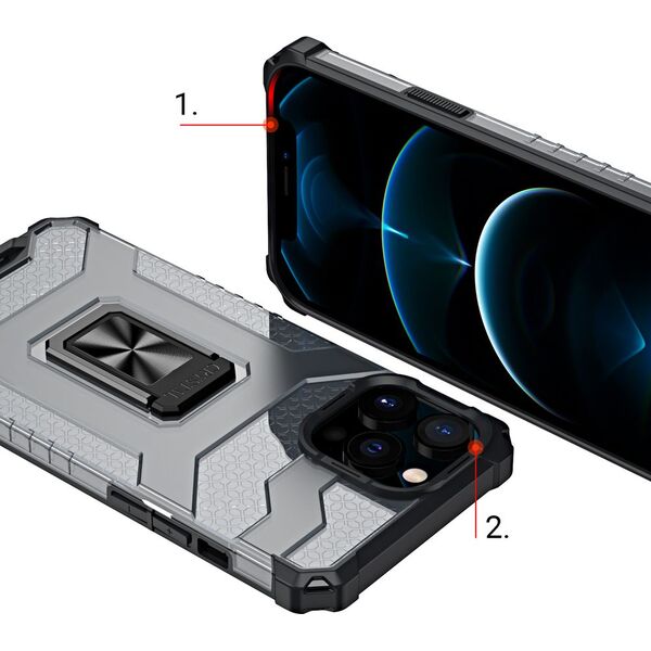 Hurtel Crystal Ring Case pancerne hybrydowe etui pokrowiec + magnetyczny uchwyt iPhone 12 Pro czerwony