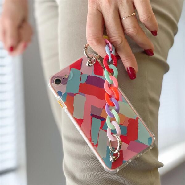 Hurtel Color Chain Case żelowe elastyczne etui z łańcuchem łańcuszkiem zawieszką do Samsung Galaxy S21 5G wielokolorowy (3)