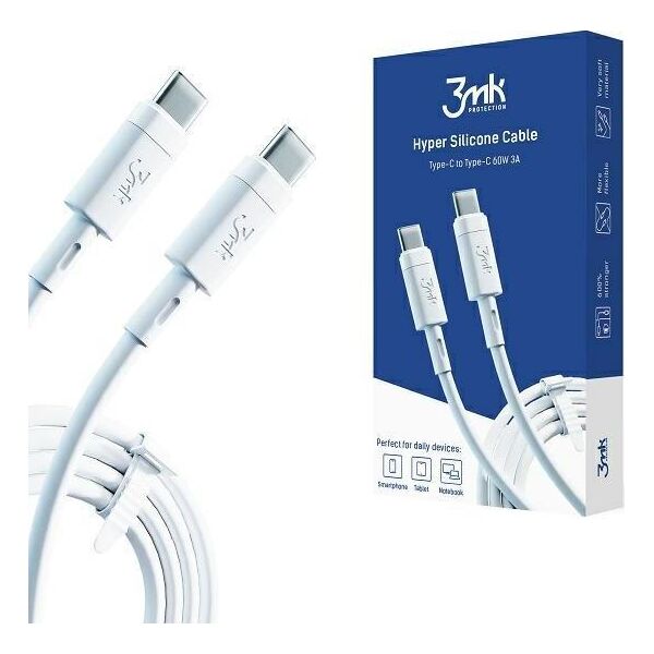 Kabel USB 3MK USB-C - USB-C 1 m Biały (5903108444088)