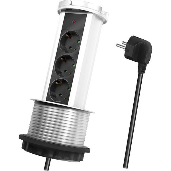 LogiLink Retractable table strip 3 sockets 1.8 M Logilink PL SCHUKOX3 / Ø 10cm LPS235A