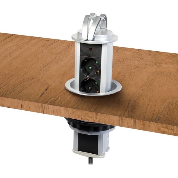 LogiLink Retractable table strip 3 sockets 1.8 M Logilink PL SCHUKOX3 / Ø 10cm LPS235A