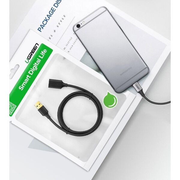 Kabel USB Ugreen USB-A - USB-A 1.5 m Czarny (6957303831265)