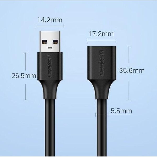 Kabel USB Ugreen USB-A - USB-A 1.5 m Czarny (6957303831265)