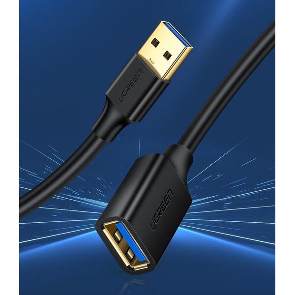 Kabel USB Ugreen USB-A - USB-A 1.5 m Czarny (6957303831265)