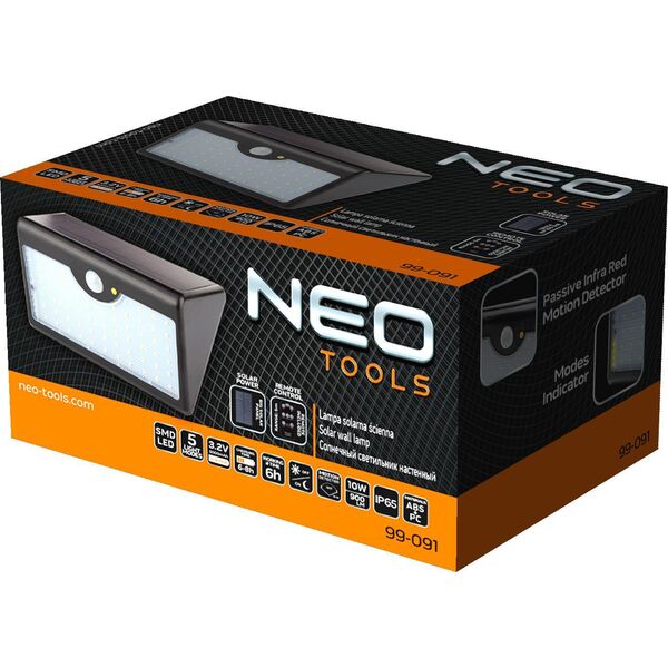 Kinkiet Neo Lampa solarna ścienna + pilot SMD LED 900 lm 99-091