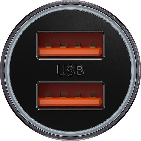 Ładowarka Baseus Ładowarka samochodowa Baseus Golden Contactor Max, 2x USB, 60W (szara)