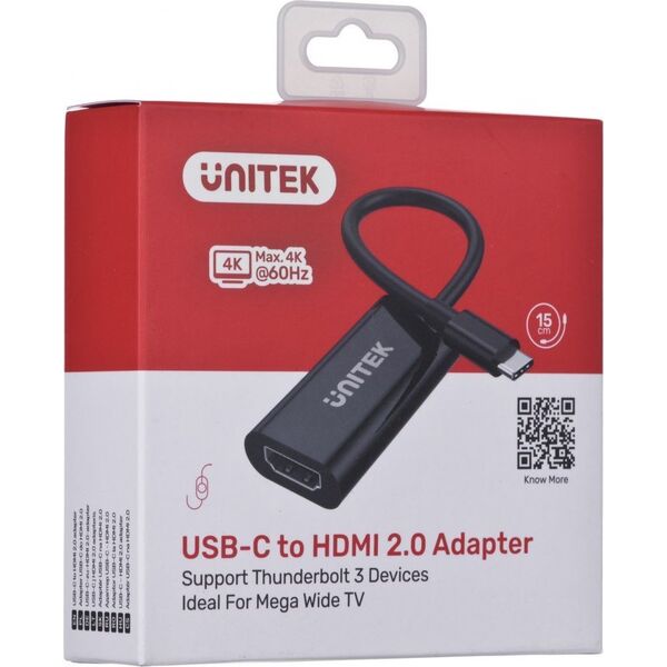 Adapter USB Unitek USB-C - HDMI Czarny  (V1421A)