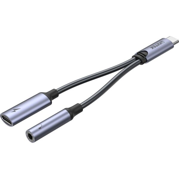 Adapter USB Unitek USB-C - Jack 3.5mm + USB-C Srebrny  (M205A)