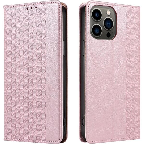 Hurtel Magnet Strap Case etui do iPhone 13 Pro Max pokrowiec portfel + mini smycz zawieszka różowy
