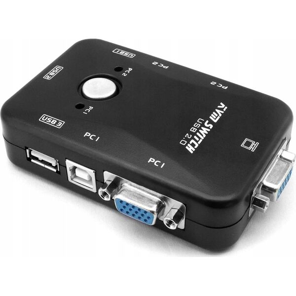 Przełącznik Pawonik PRZEŁĄCZNIK KVM VGA 2X1 SWITCH 3XUSB HUB BOX