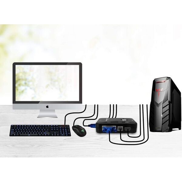 Przełącznik Pawonik PRZEŁĄCZNIK KVM VGA 2X1 SWITCH 3XUSB HUB BOX