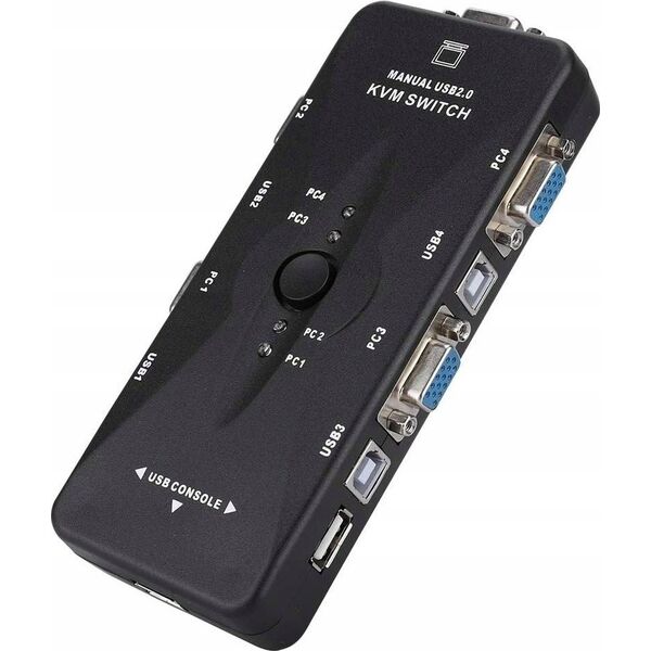 Przełącznik Pawonik PRZEŁĄCZNIK KVM VGA 4X1 SWITCH 3XUSB HUB BOX