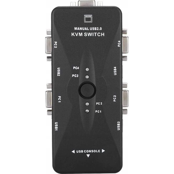 Przełącznik Pawonik PRZEŁĄCZNIK KVM VGA 4X1 SWITCH 3XUSB HUB BOX