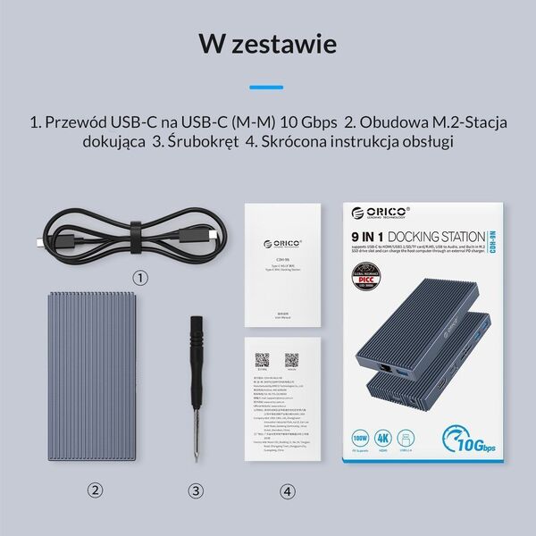 Stacja/replikator Orico 9w1 (CDH-9N-GY-BP)