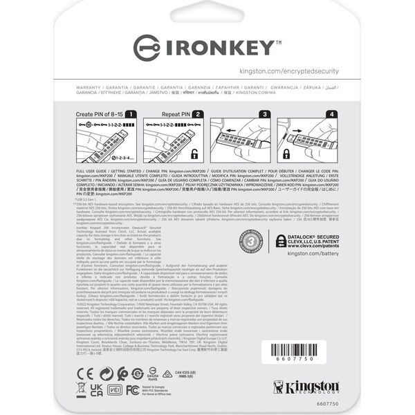 Pendrive Kingston IronKey Keypad 200, 128 GB  (IKKP200/128GB)